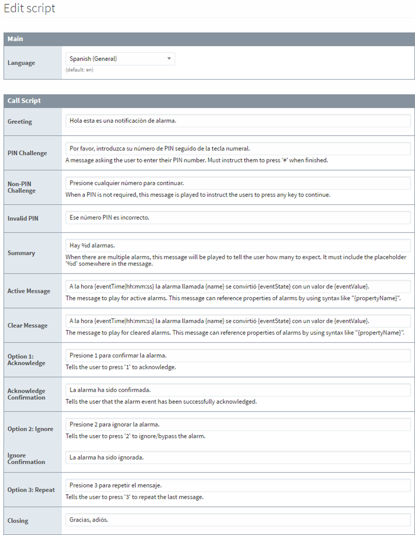 Modifying a Voice Notification Script Step 4