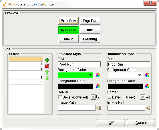 multi-state button customizer