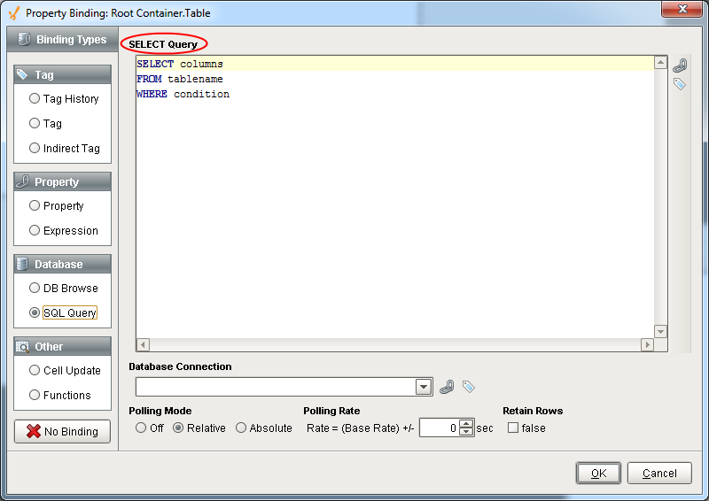 SQL Query Binding: Dataset Binding